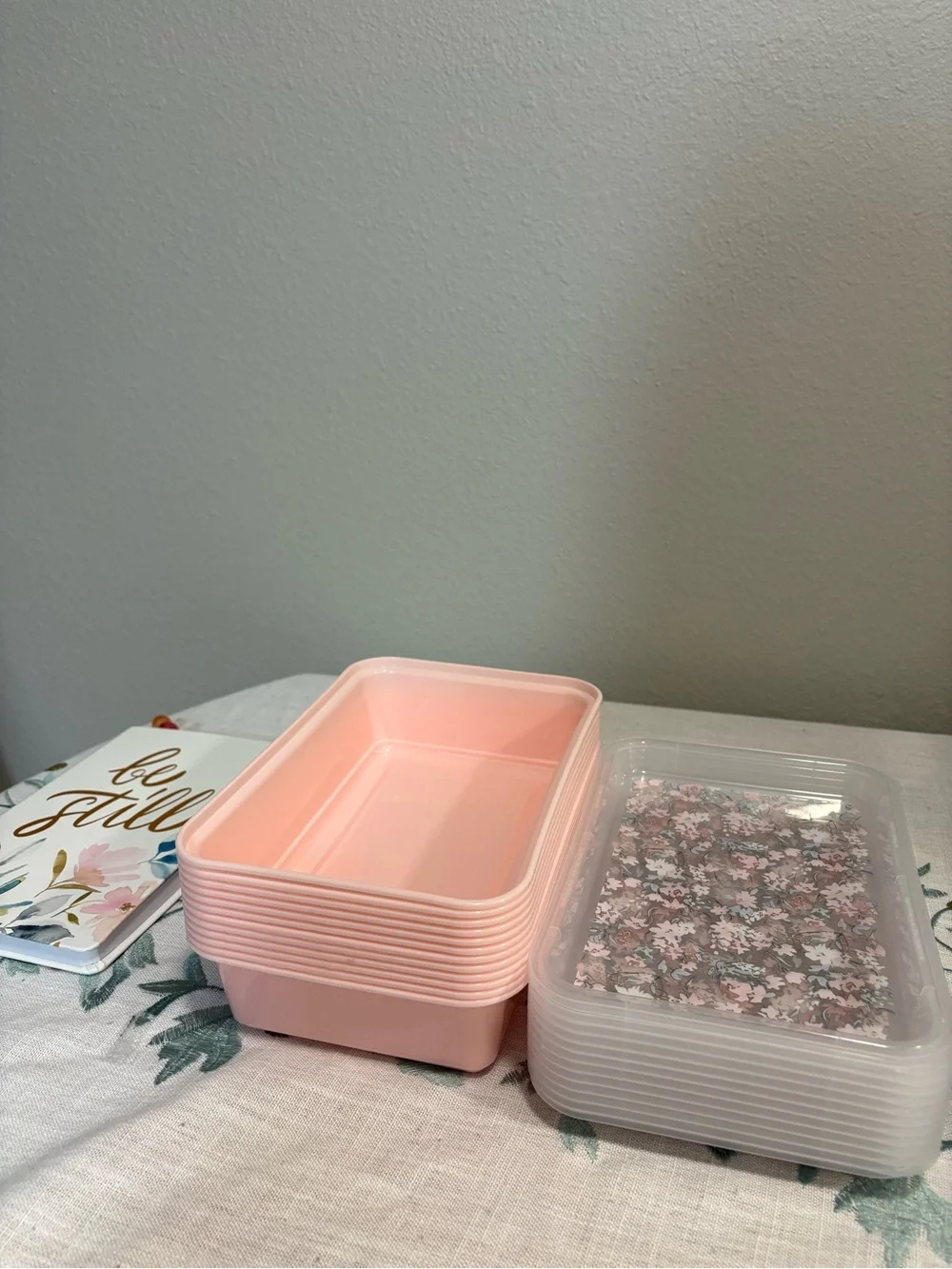 12 Floral Pink Meal Prep Containers with Lids